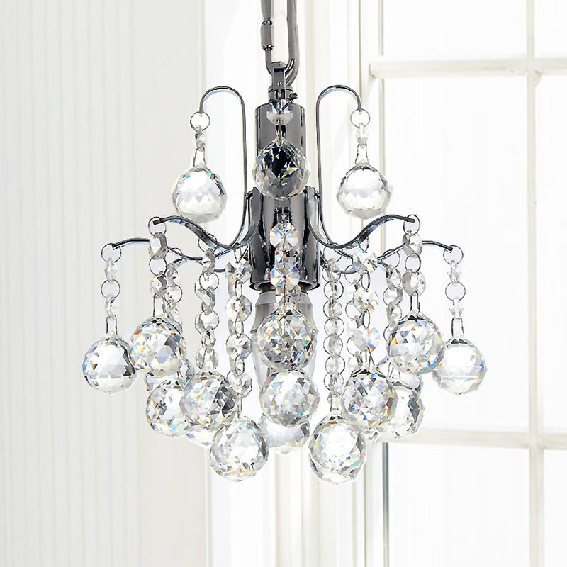 Kristallen bol gebogen arm kroonluchter chroom afwerking kale lamp kroonluchter