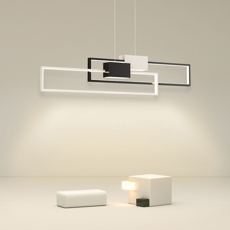 Linear Shape Island Lights Contemporary Style Metal 4 Light Island Pendant Lights