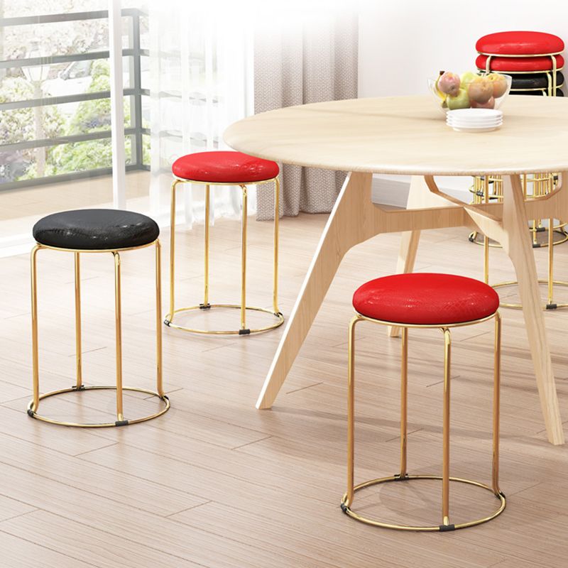 Round Standard Ottoman Mildew Resistant Solid Corduroy Glam Ottoman