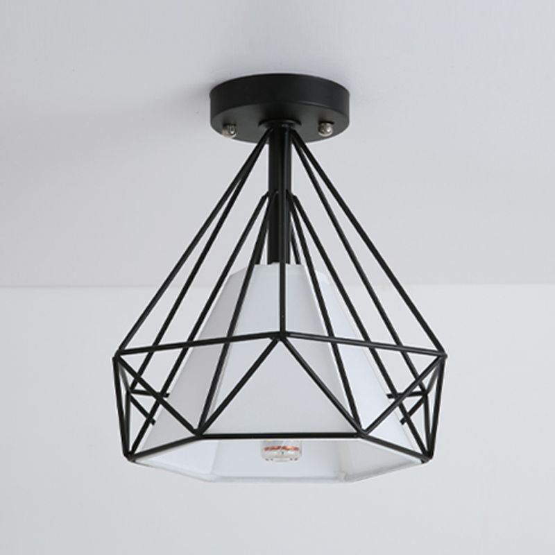 Industrial Flush Light Fixtures Diamond Metal 1 Light Flush Mount Lamps