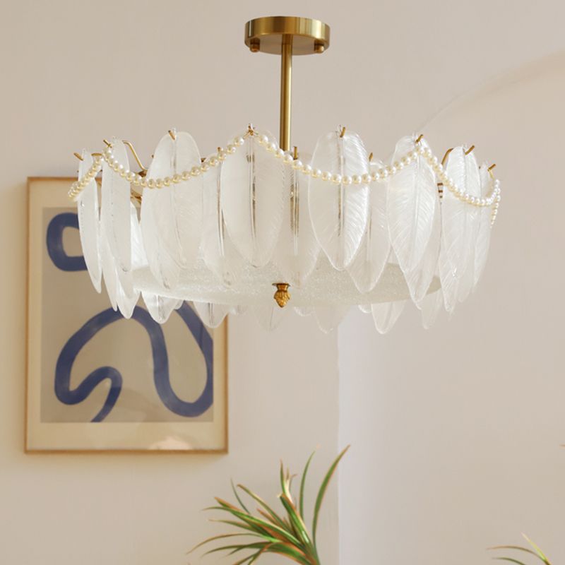 Faire de plumes lampe de plafond support de fer moderne monte à chasse à lampe à lampe en verre pour balcon