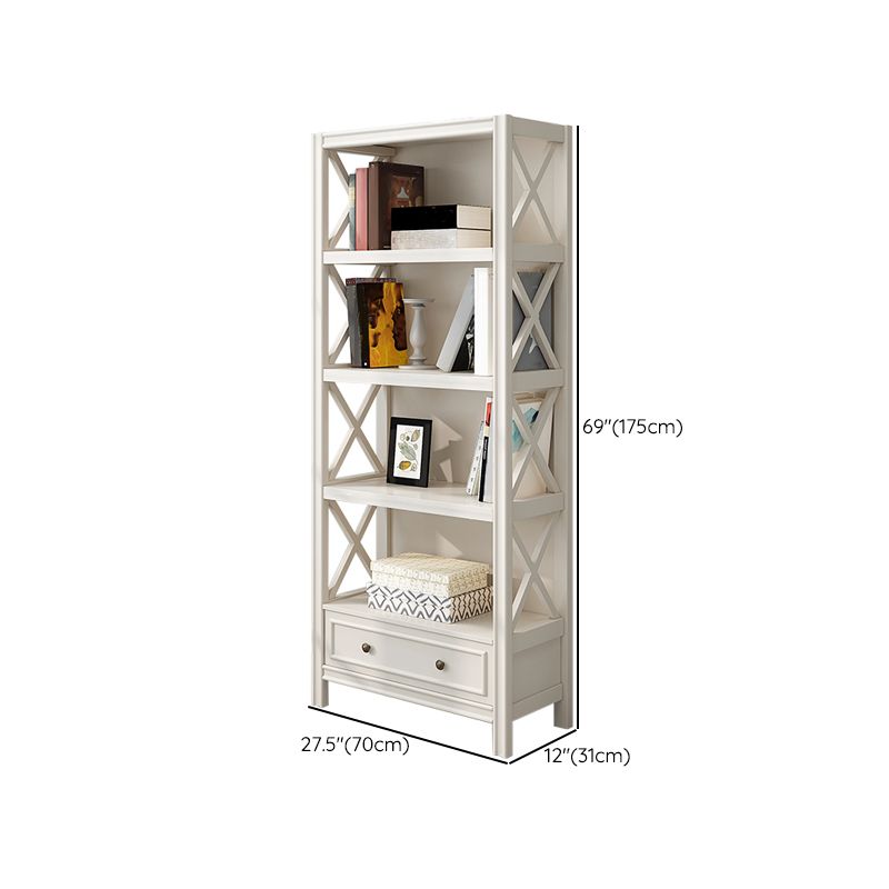 Standard Wooden Bookshelf Closed Back Contemporary Bookcase with Drawers