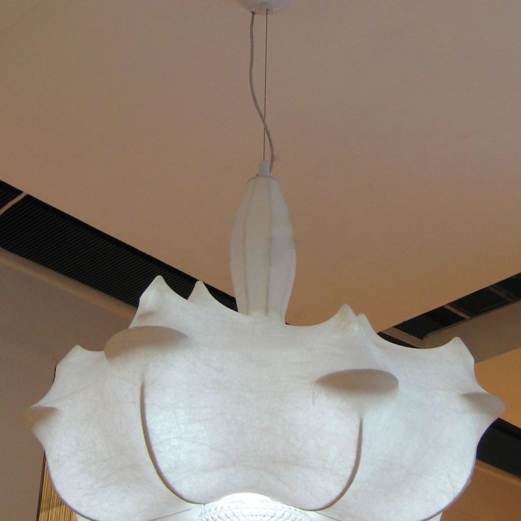 Gearceerde hanglampverlichtingsarmatuur minimalistisch stof woonkamer plafond hanglamp in wit