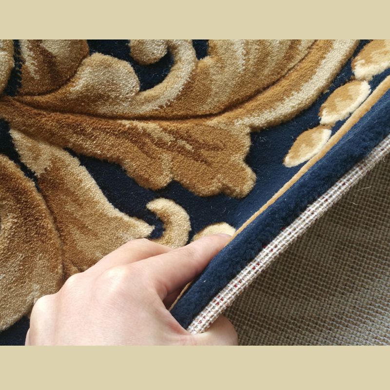 Blau antiker Druckteppich traditioneller Polyester-Fläche Teppich Anti-Rutsch-Waschbar Teppich