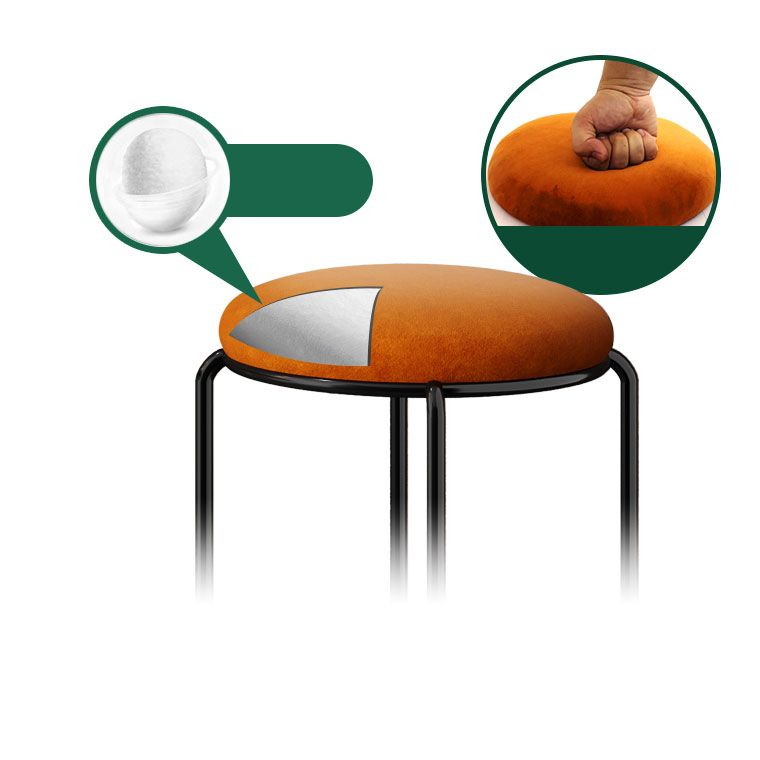 Modern Ottoman Velvet Upholstered Tear Resistant Round Ottoman with Chair Legs