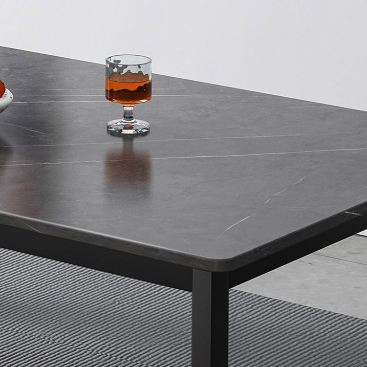 Modern Style Kitchen Rectangle Shape Dining Set Sintered Stone Standard Dining Set in Black