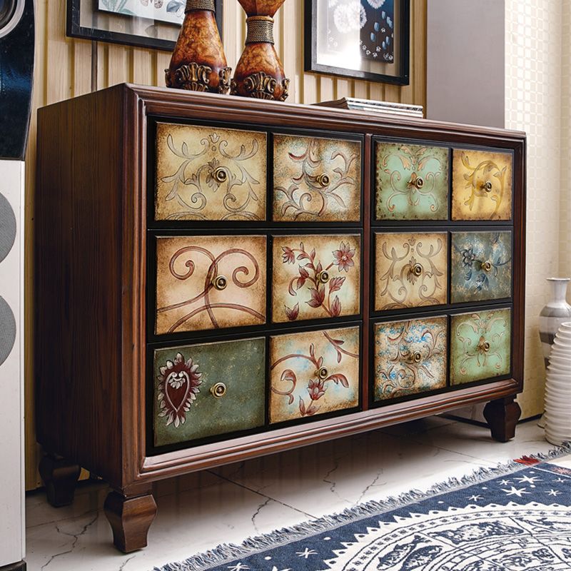 American Retro Storage Chest Solid Wood Storage Chest Dresser for Bedroom