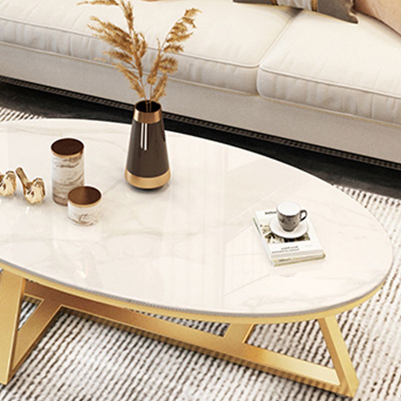 Contemporary Coffee Table Oval Single Stone Coffee Cocktail Table