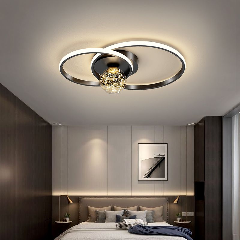 Modern Minimalist Style Rounded Flush Mount Ceiling Chandelier Metal Flush Mount Light Fixtures