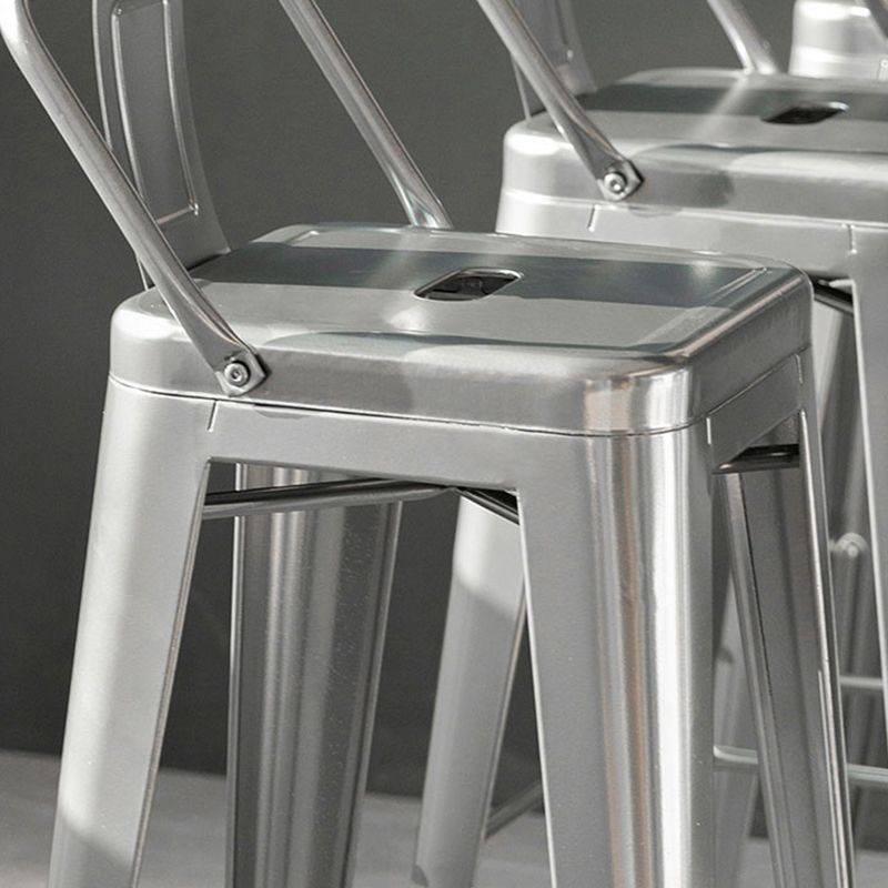 Modern Square Dining Stools Metal Armless Barstools with Footrest