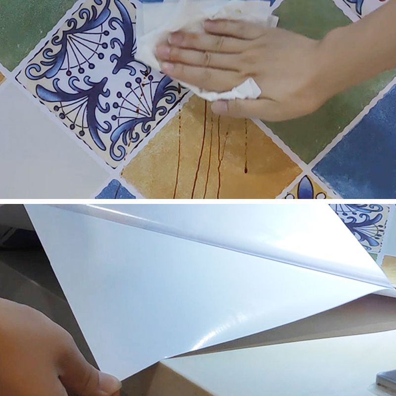 Rectangular Wall Tile Peel and Stick Geometric Print Stick Kitchen Wallpaper