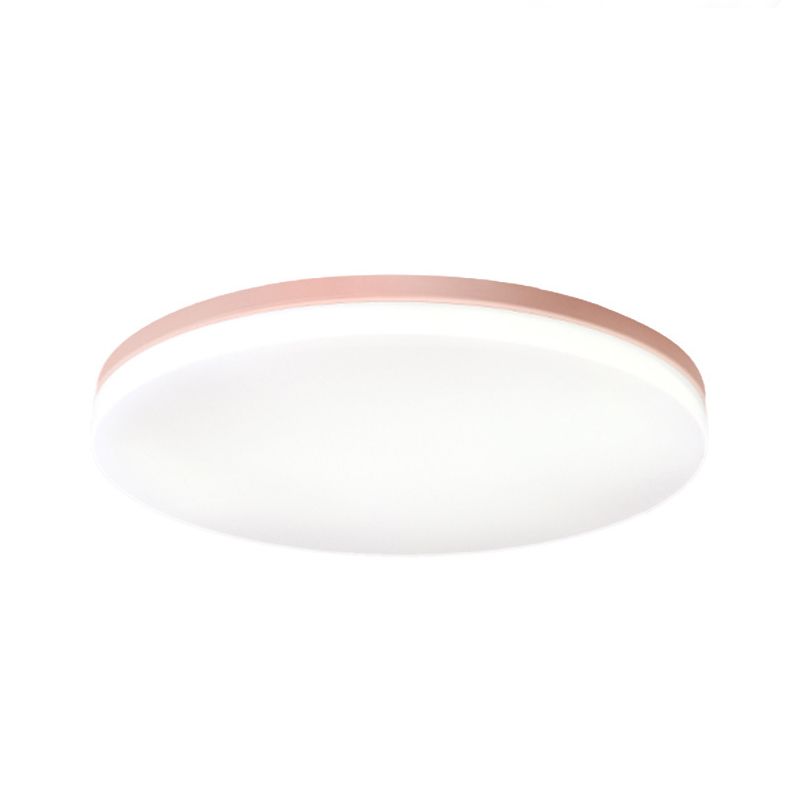 10"/15"/19" W Circular Flush Ceiling Lamp Macaron Metal Indoor Flush Lighting in Green/Pink/White/Yellow