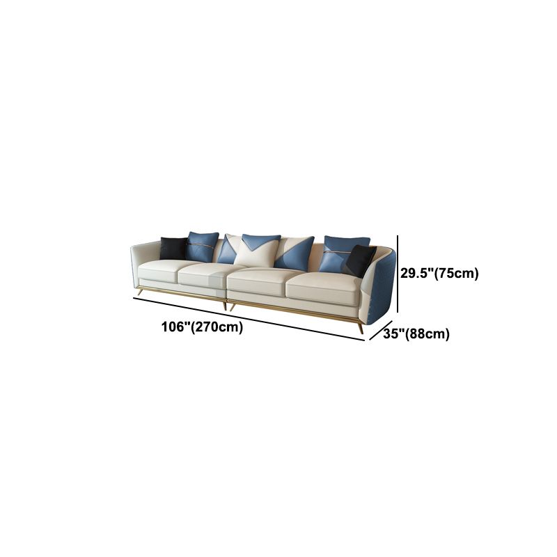 Leather Tuxedo Arm Sectional Sofa 29.53"High Modern Cushion Back Sofa