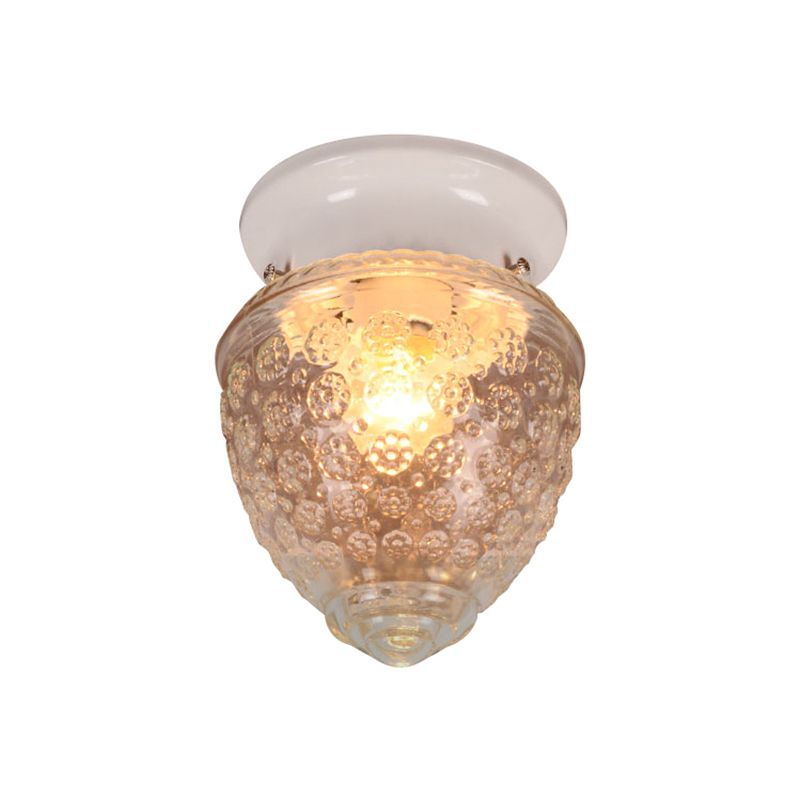 Acorn Shape Flush Mount Modernist Clear Glass 1 Light White/Black Flush Mount Light Fixture