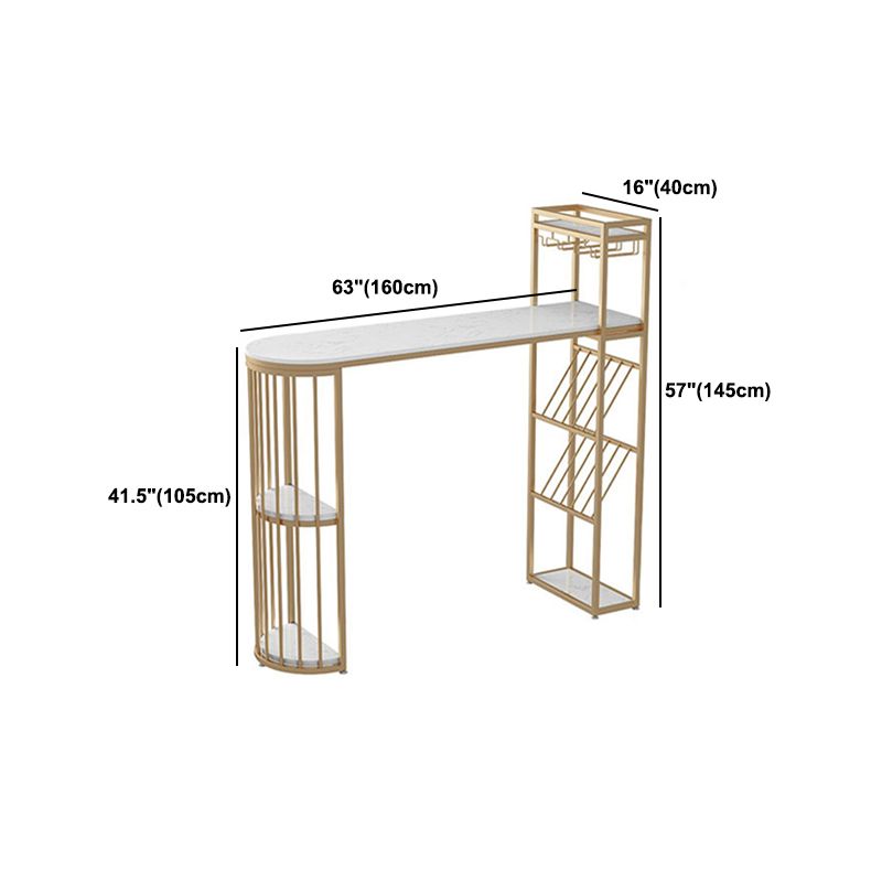 Glam 1/2/3 Pieces Bar Table Set Rectangle Bar Table with Metal High Stools for Home