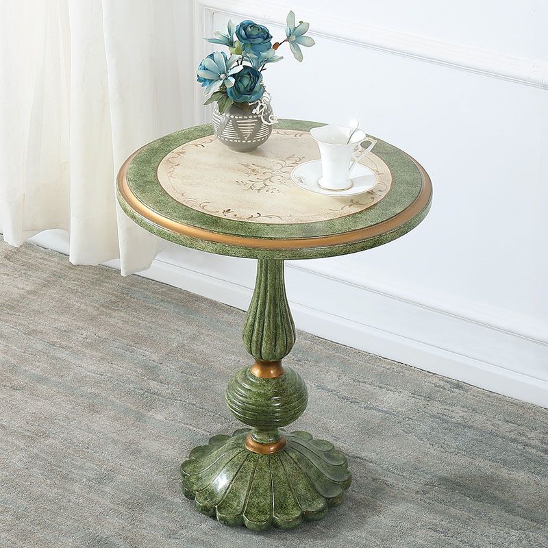 French Country Style Wooden Top Side Table 26.77" Tall Pedestal End Table