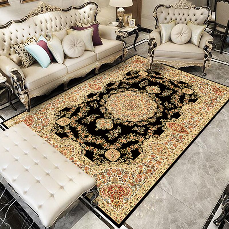 Yellow Modern Rug Blended Graphic Rug Non-Slip Backing Rug for Living Room