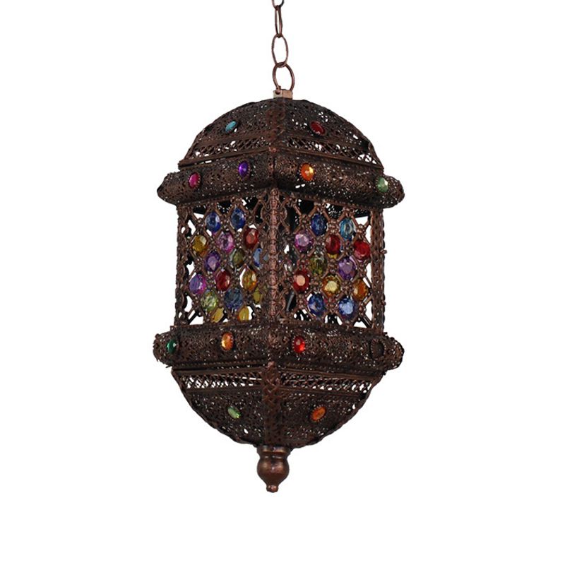 14 "/17" de alto 1 bulbo Luz de colgante Bohemio Bronce Metal Fixture para sala de estar