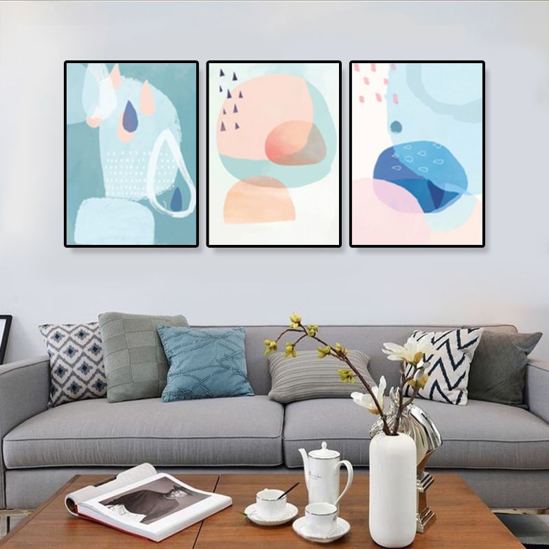 Ensemble d'art mural gouttes de pluie, motif abstrait nordique, impression sur toile de couleur pastel pour la décoration