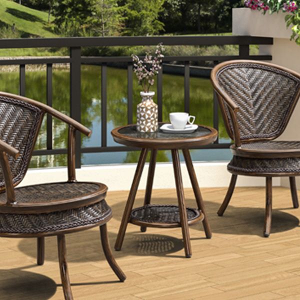 Metal and Glass Patio Table Industrial Style Home Balcony Outdoor Bistro Table