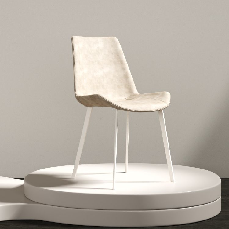 White Leg Contemporary Upholstered Armless Dining Room Chair for Home