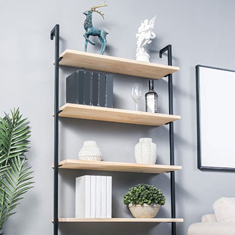 Industrial Wall Mounted Bookshelf Iron Frame Solid Wood Shelf Bookshelf