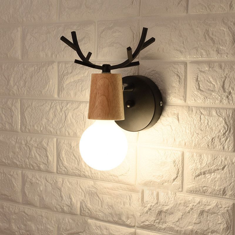 Geometric Wall Lighting Fixtures Modern Style Wood 1 Light Wall Lighting