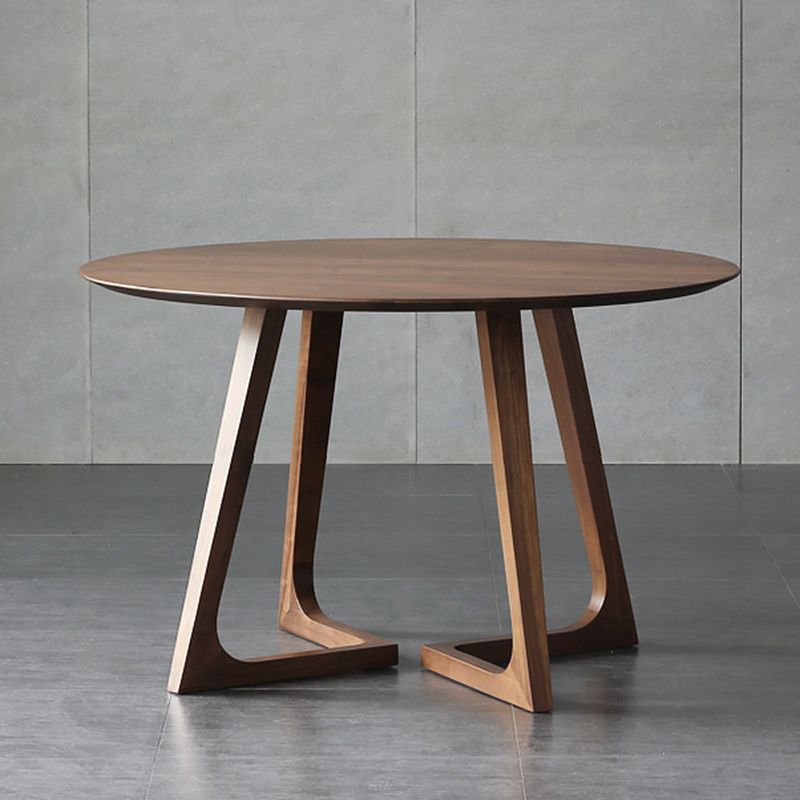 Contemporary Style Round Solid Wood Table Sled Base Dining Table for Home