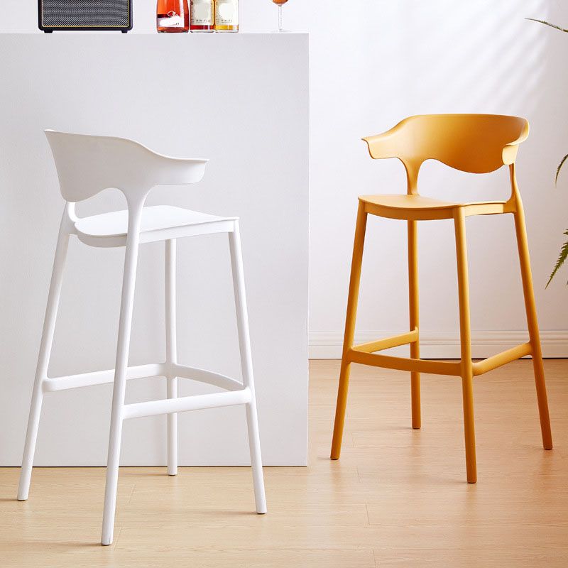 Scandinavian Plastic Barstool Low Back Counter Stool Footrest Furniture