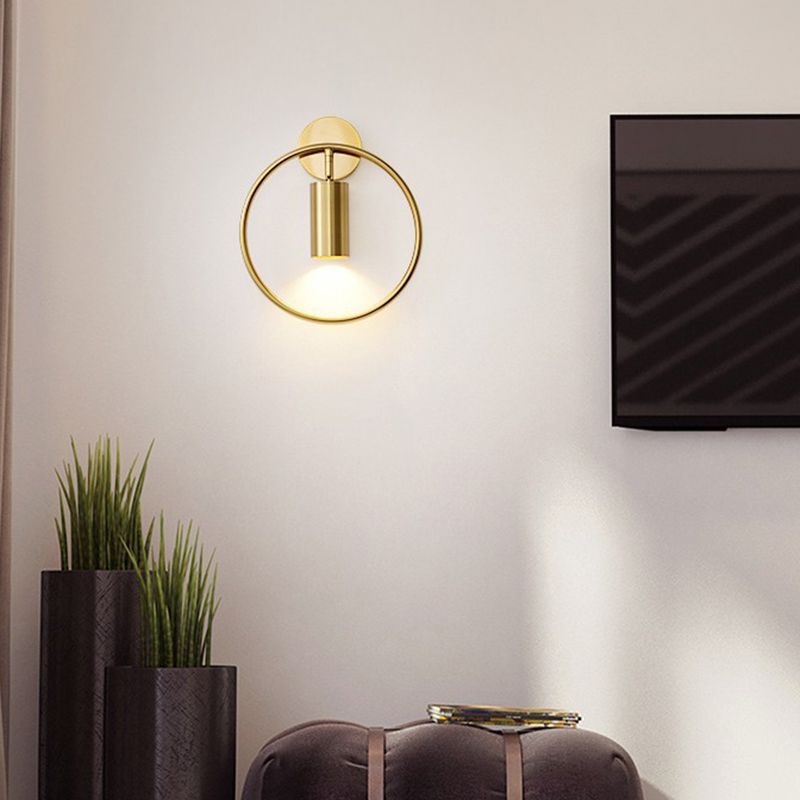 Modern Style Circle Shape Wall Sconce Metal 1 Light Sconces for Bedroom