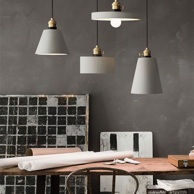 Brass Lamp Holder Cement Hanging Light 1-Light Nordic Simplicity Style Creative Lighting Pendant for Bedroom