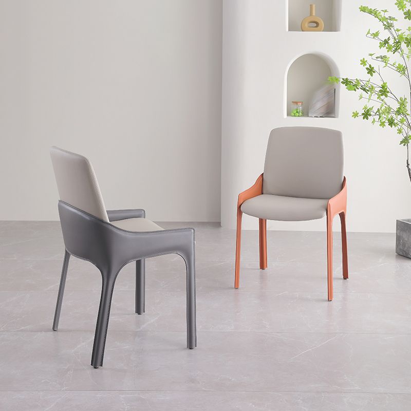 Faux Leather Arm Dining Chairs Modern Home Dining Side Chair