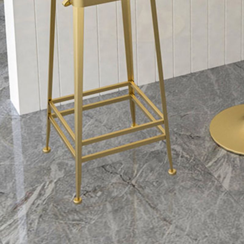 Square Glam Metal Bar Stools Footrest Coffee Shop Backrest Counter Bar Stool