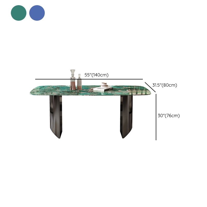 Double Pedestal Dining Table Rectangle Dining Table for Kitchen