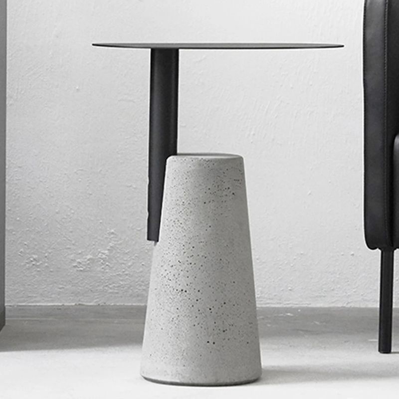 Concrete Side Table Modern Pedestal Round End Table for Living Room