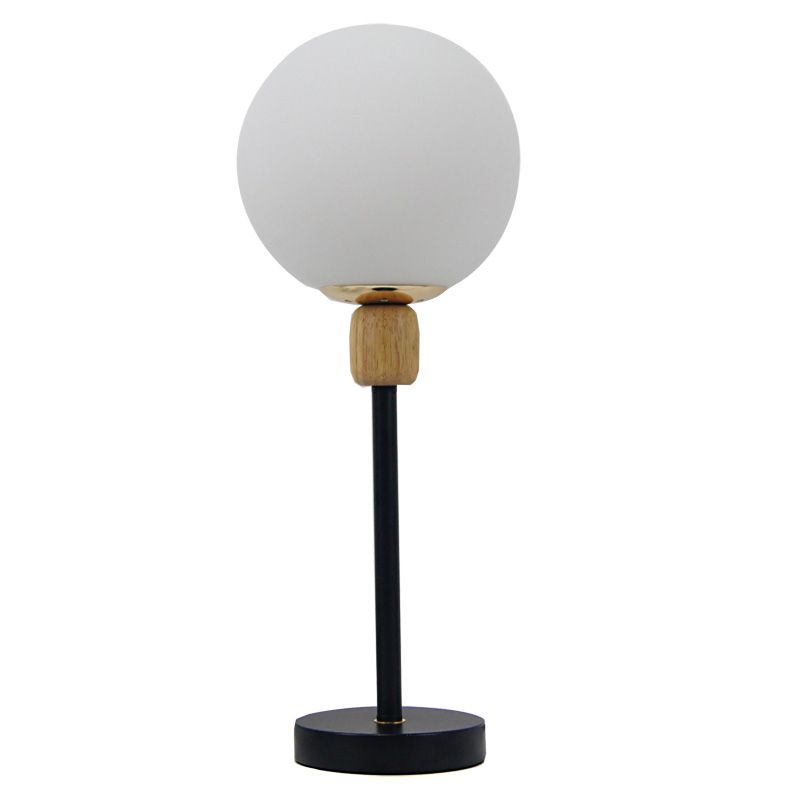Modern Style Spherical Night Table Lamp White Glass 1-Light Table Light