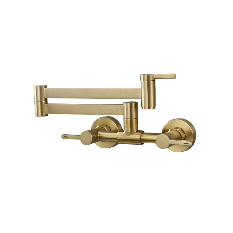Modern Wall Mounted Double Handles Pot Filler Low Arc Profile Filler