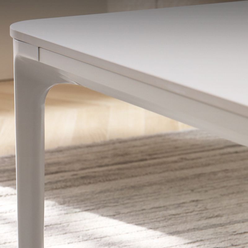 Modernism Sate Top Coffee Table Rectangular 4 Legs Cocktail Table in White