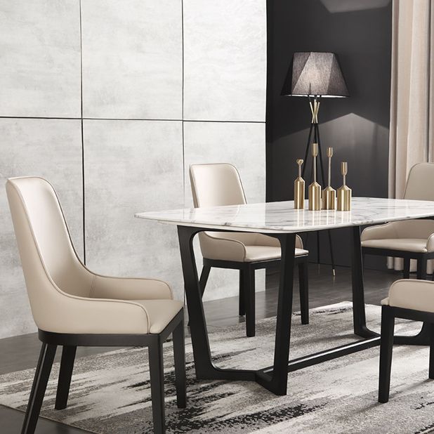 Contemporary Dining Chairs Upholstered Chairs with Solid Wood Base