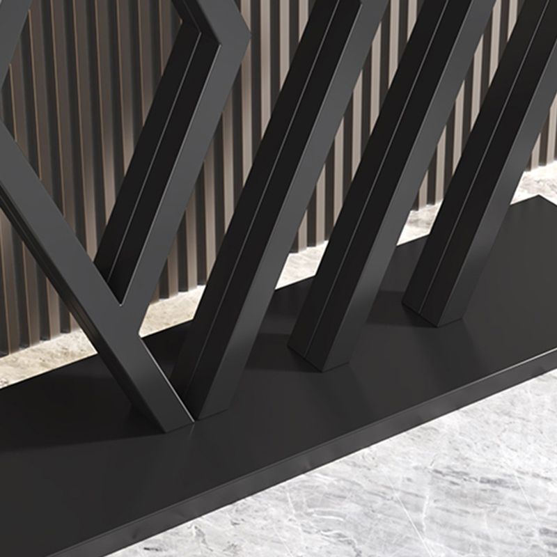 Stain Resistant Glam Slate and Metal Console Table Abstract for Hall