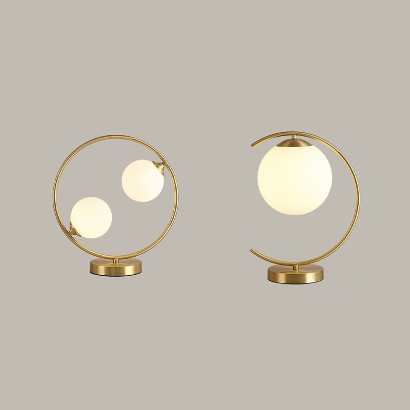 Postmodern Full Brass Glass Ball Desk Lamp for Bedroom Living Room Table Lamps