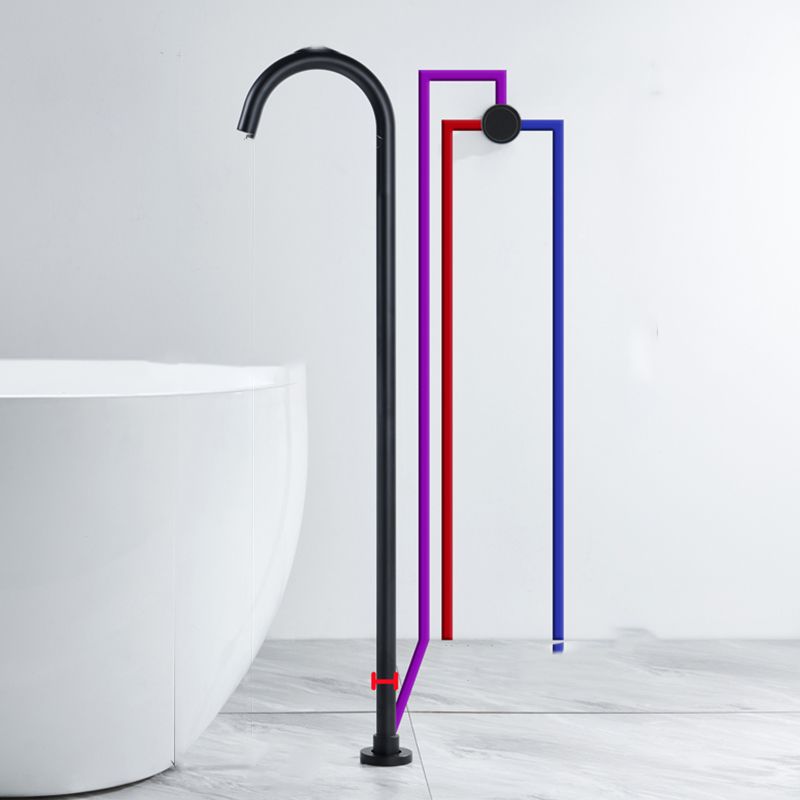 Contemporary Bathroom Faucet Floor Mounted Copper High Arc Fixed Freestanding Faucet