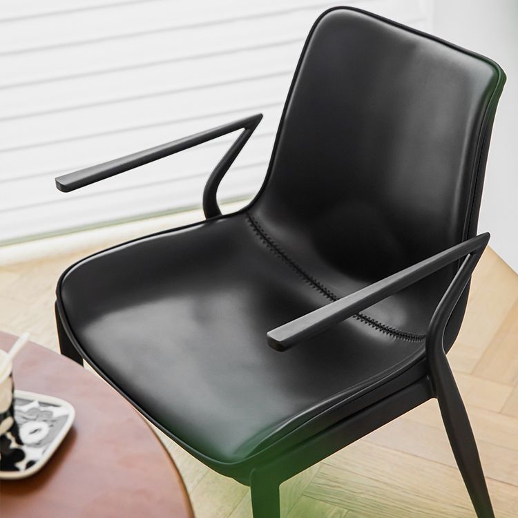 Industrial Style Arm Chair Faux Leather Dining Arm Chair for Living Room