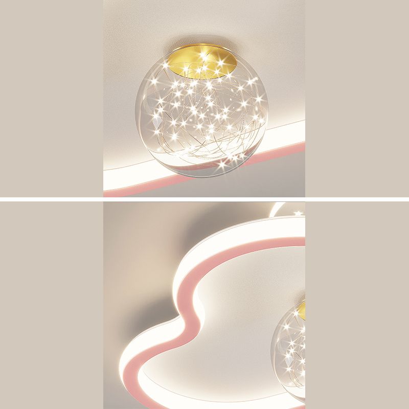 Plafonnier LED en métal de style contemporain, luminaire de plafond en forme de nuage, pour chambre à coucher