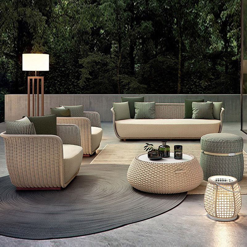 Tropical Wicker Patio Sofa Water Resistant and UV Resistant Outdoor Patio Sofa