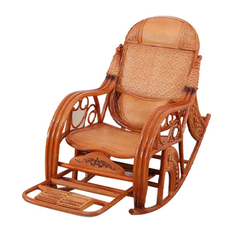 Traditional Spindle Rocking Chair Tobacco Finish with Pillow Rocker Chair Wicker