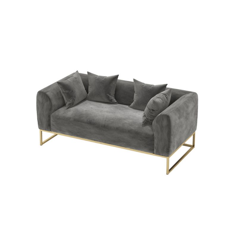 Golden Frame Sofa with Pillow Back and Tuxedo Arm for Apartment