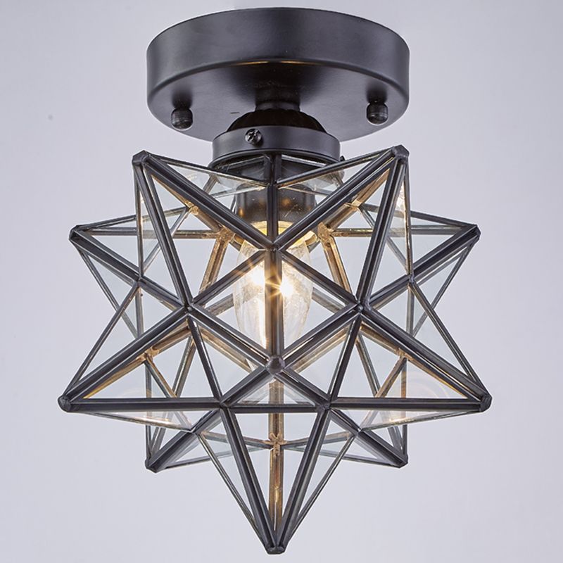 Geometric Pendant Light Industrial 1 Light Metal Flush Mount Light Fixture in Copper