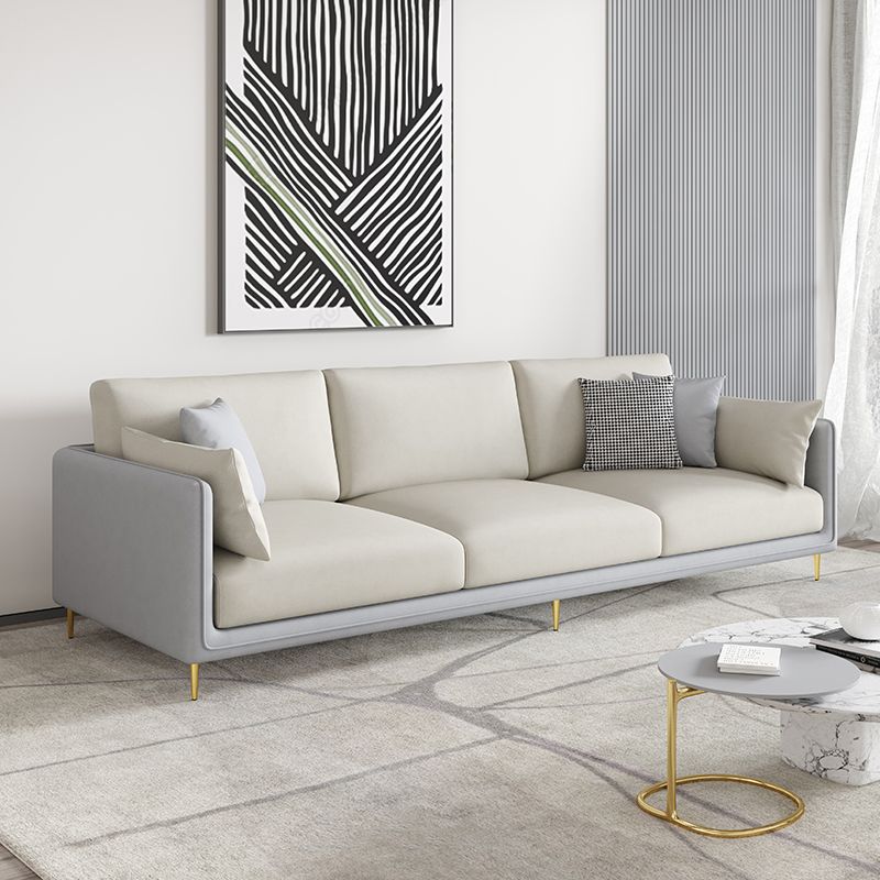 Faux Leather 3-seater Living Room Standard Cushions Glam Sofa