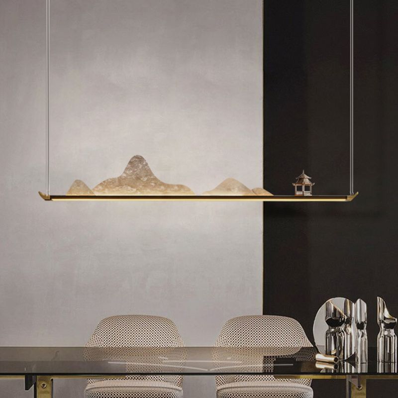 La lampe de lustre en métal moderne pendante île LED linéaire pour la salle de thé